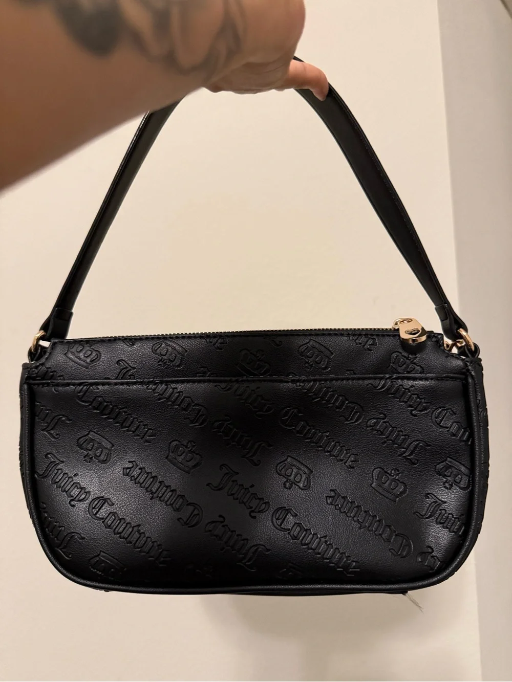 Juicy Couture Black Shoulder Bag with Gold Charm Chain